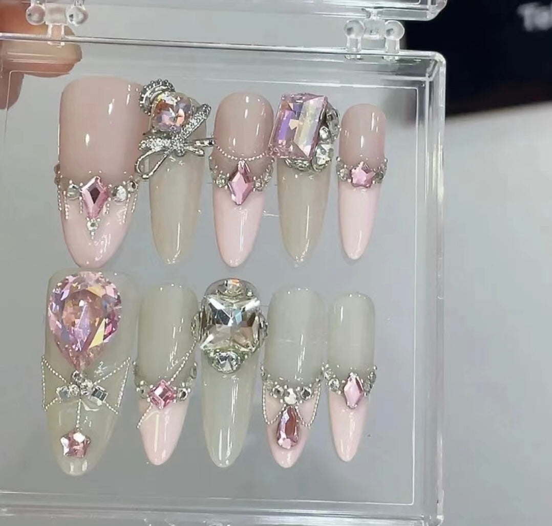 Pink butterfly cute nails