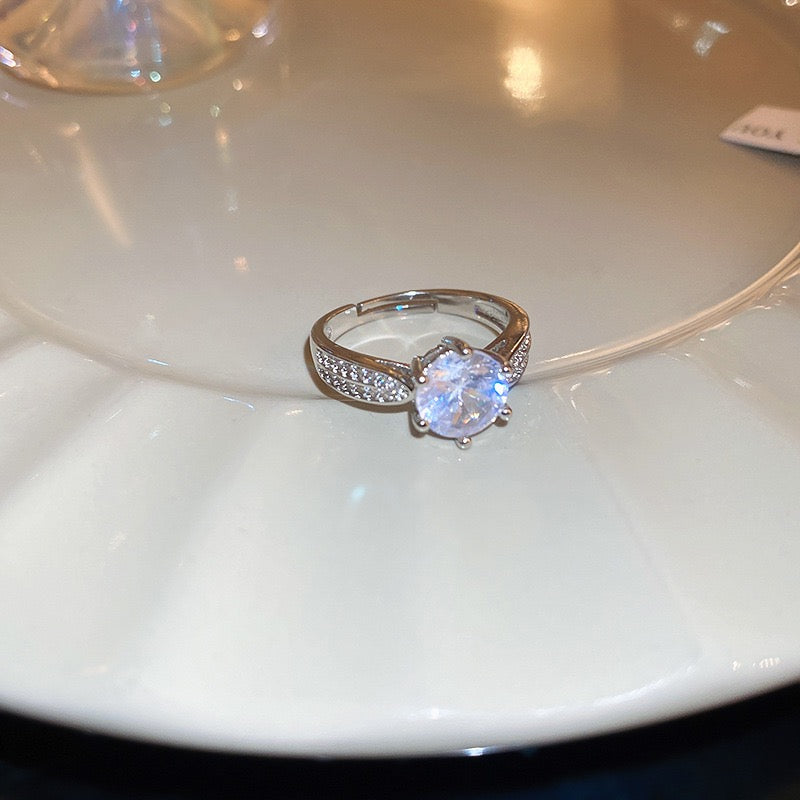 Zircon snowflake rotatable opening ring temperament light luxury high-end index finger ring