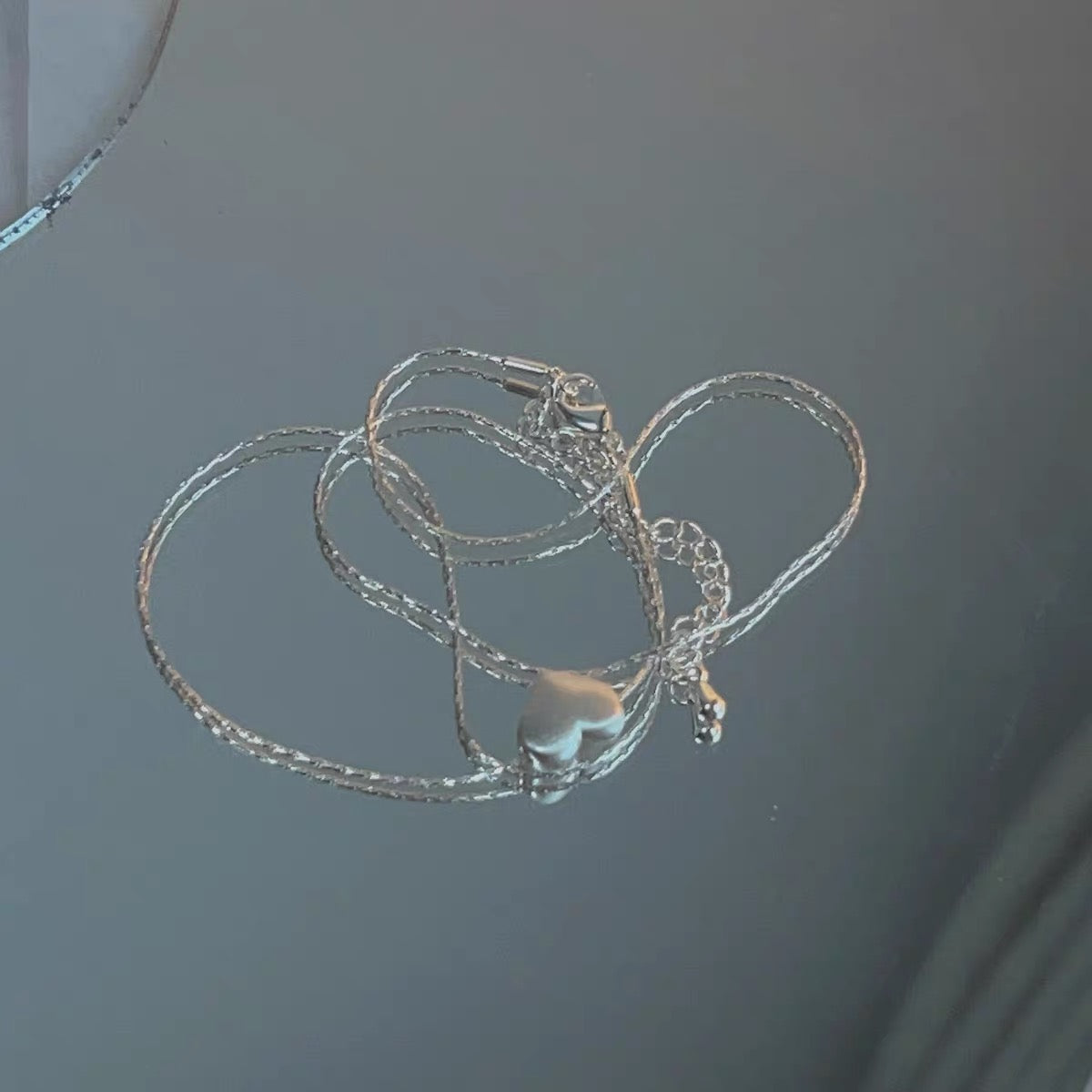 Ins cold wind brushed metal fashion love necklace advanced heart-shaped clavicle chain