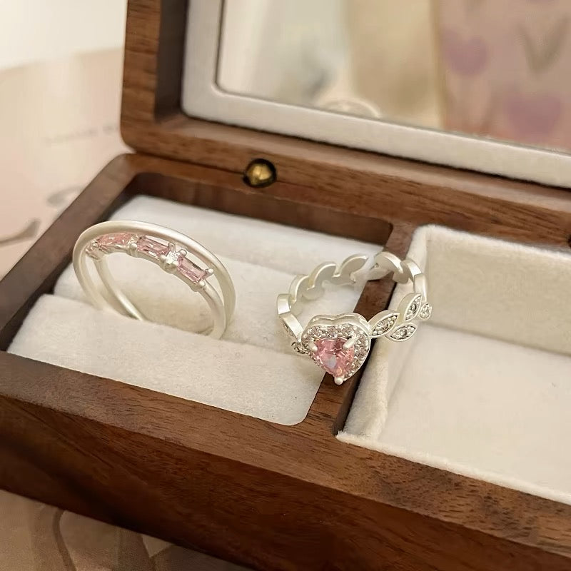 Romantic love zircon ring female niche design sweet couple ring personalized fashion ring