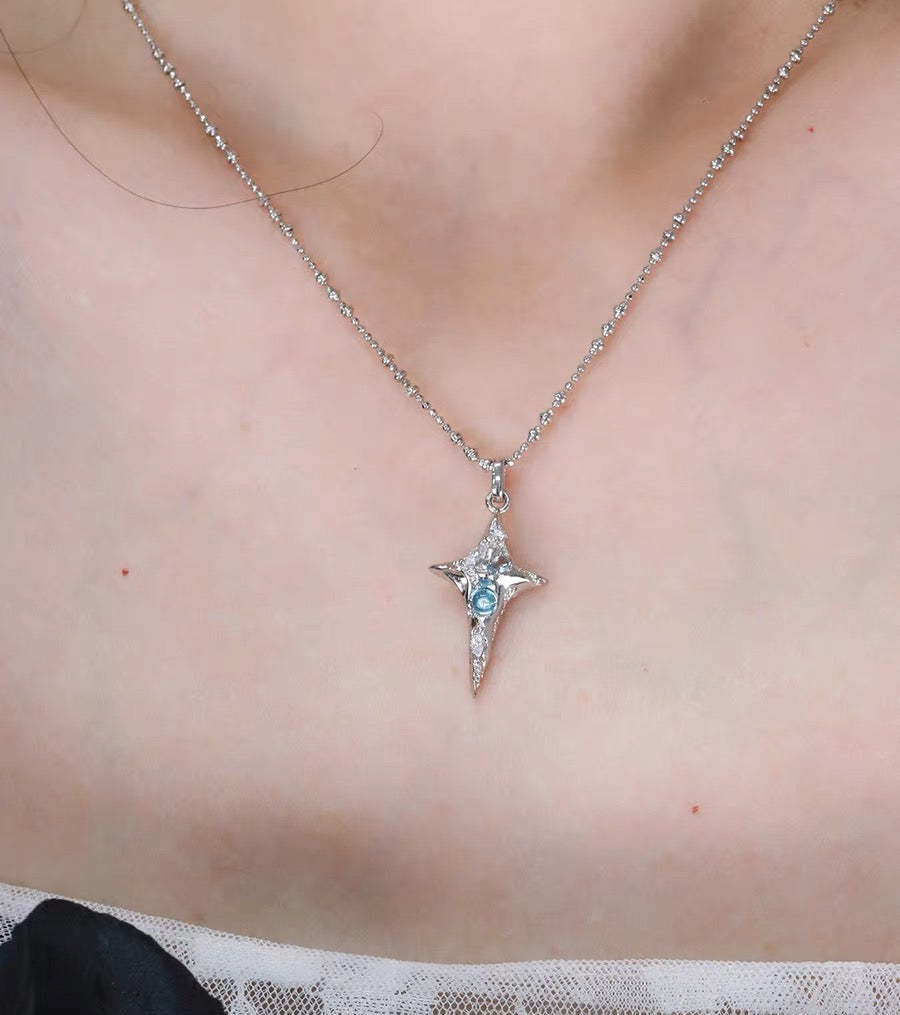 Star pendant necklace with diamond and zircon niche sweet and cool high-end couple jewelry