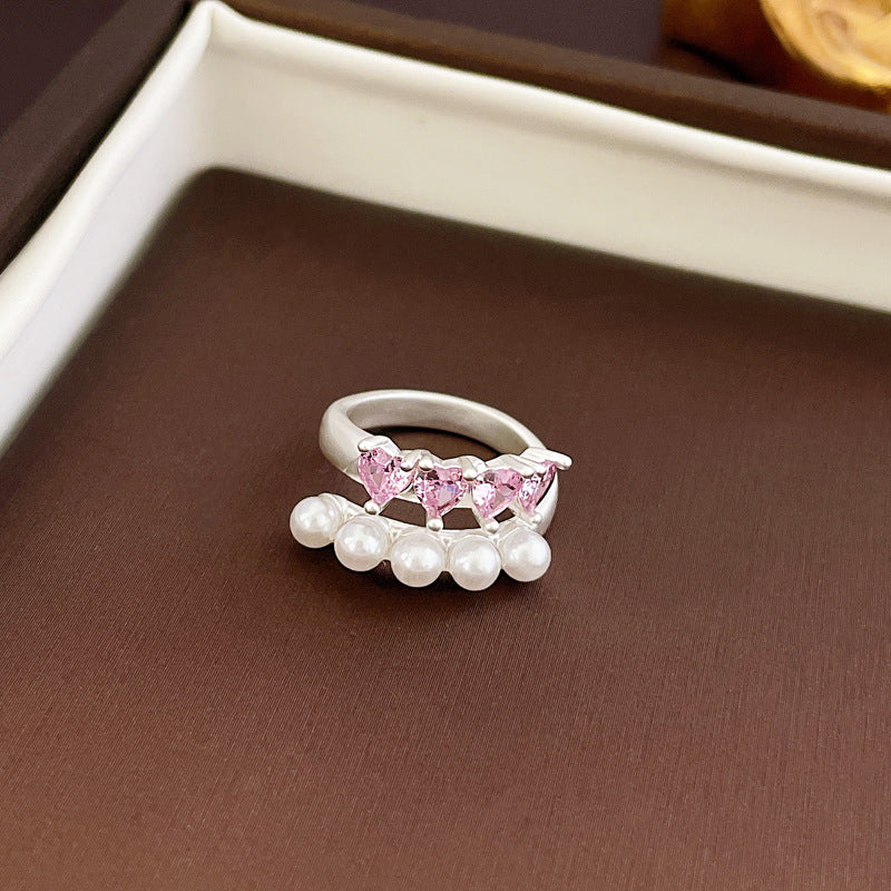 Pink zircon bow rabbit open ring