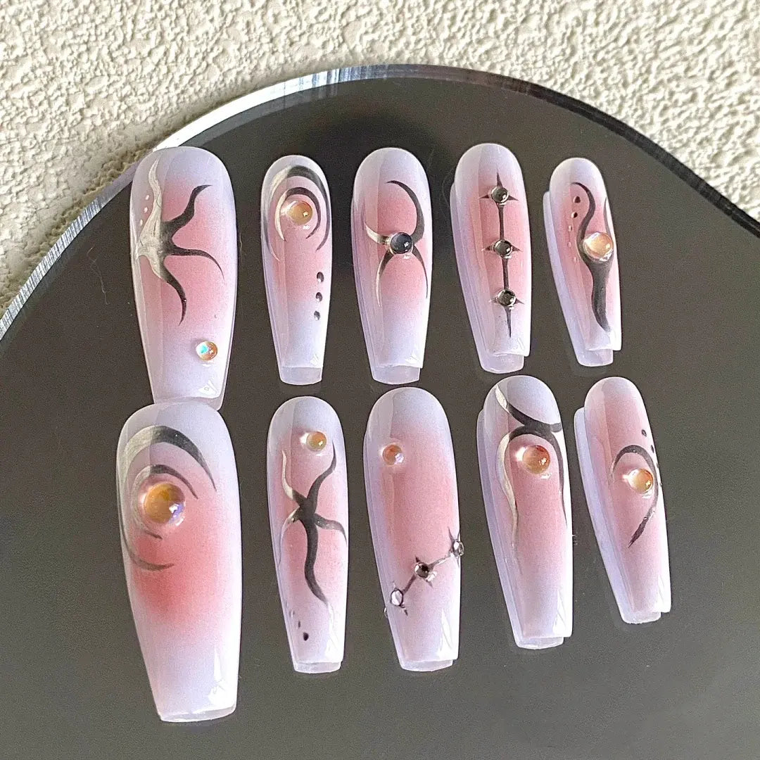 Spicy Girl Sweet Cool Wearing Nail Customized Nail Enhancement Patch Finished Kitty Cat Kitty2k Flame