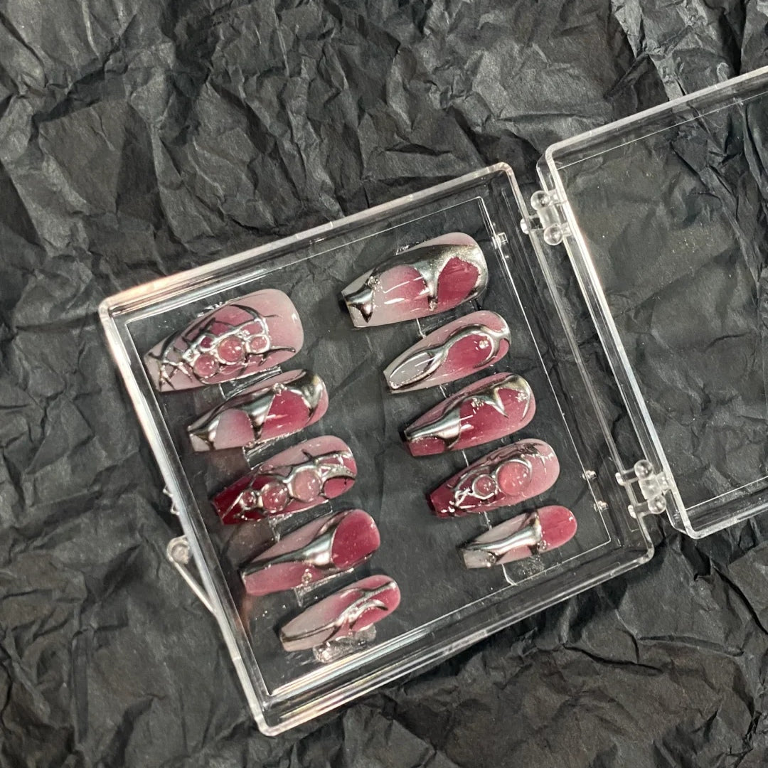Dark Spicy Girl Style Detachable Wearable Nail Products Handmade Phototherapy Nail Fake Sticker Black Nail Enhancements
