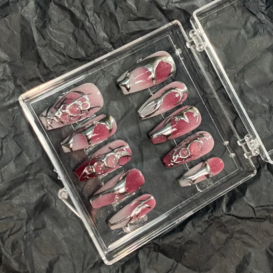 Dark Spicy Girl Style Detachable Wearable Nail Products Handmade Phototherapy Nail Fake Sticker Black Nail Enhancements
