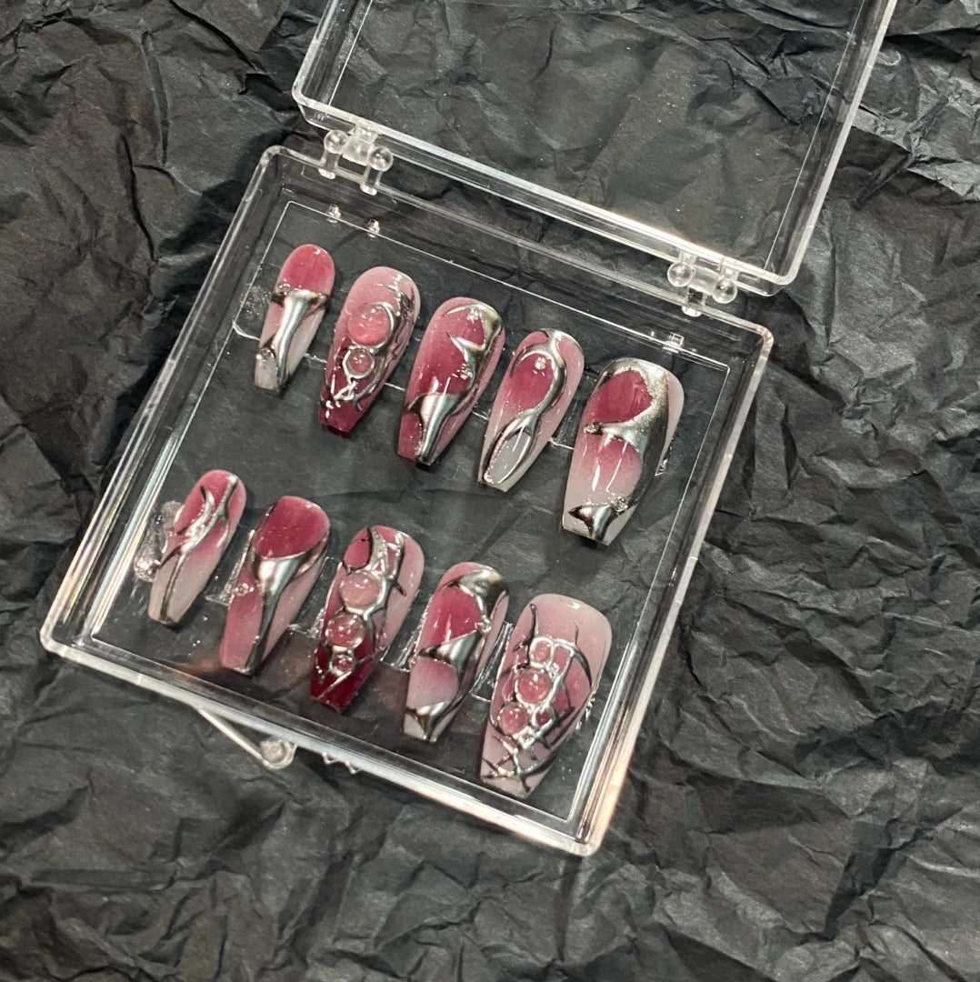 Dark Spicy Girl Style Detachable Wearable Nail Products Handmade Phototherapy Nail Fake Sticker Black Nail Enhancements