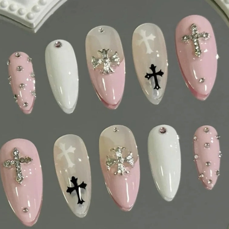 Broken Diamond Crow Heart Refreshing Spicy Girl Style Handmade Phototherapy Customized Wearing Nail Enhancements Detachable Nails