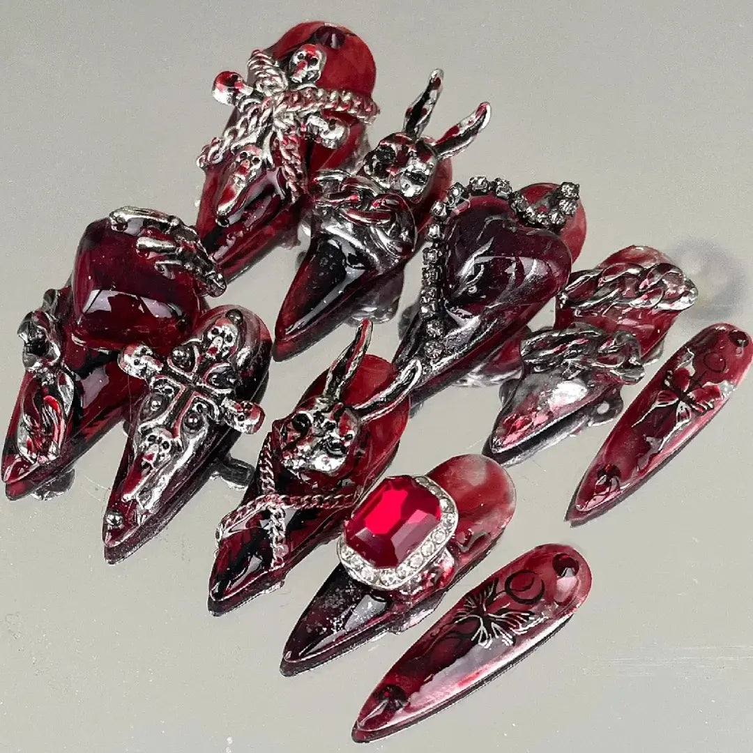 Original | Wearing Armor "Blood Snake Skin Rivet" Y2K Millennium Style Spicy Girl 3D Dark Girl