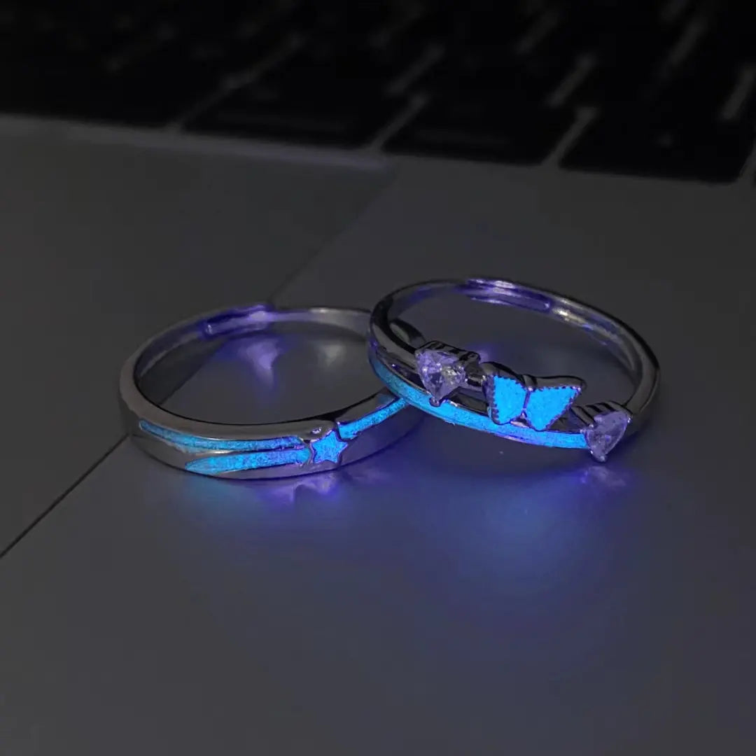 Glow Ring Butterfly Star, Glowing at Night, Mysterious Blue Power