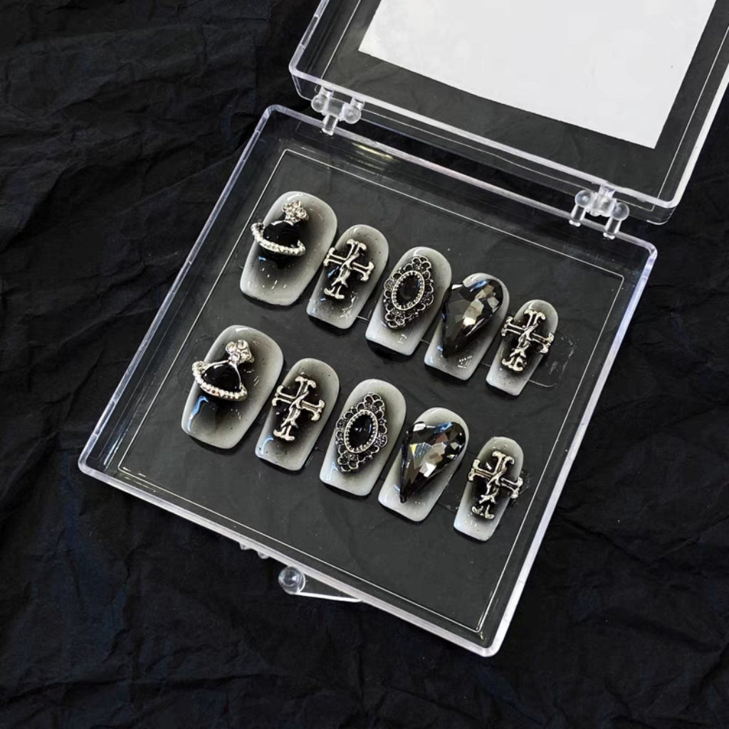 Black powder blusher hot girl Croxin nail enhancement wear nail customized phototherapy hand nail patch