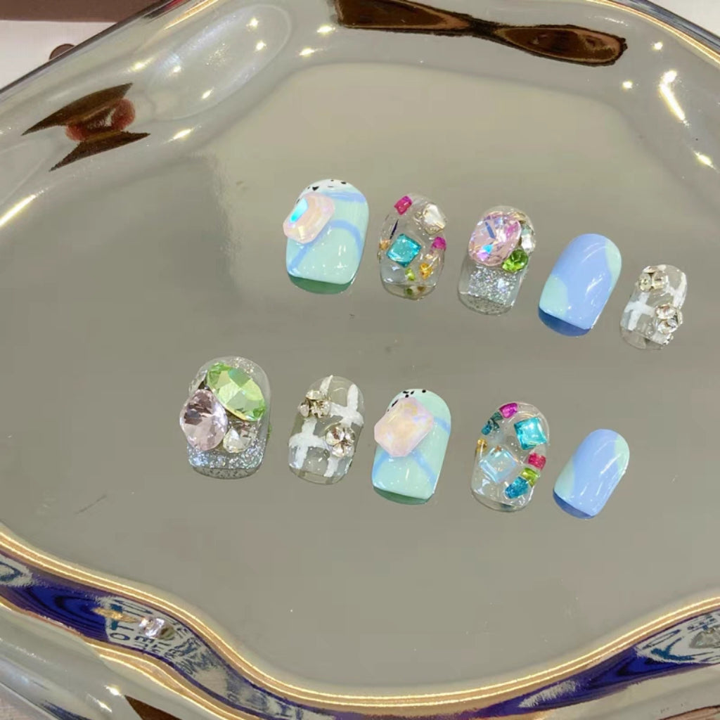 Advanced Moonlight Star River Diamond Nail Enhancement Wearing Customized False Nail Phototherapy Handmade Products