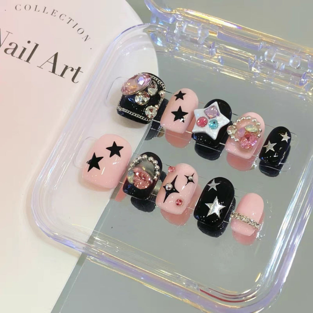 Original Y2K Spicy Girl Pink Wearing Nail Enhancement Customized False Nail Phototherapy Handmade Short Nail