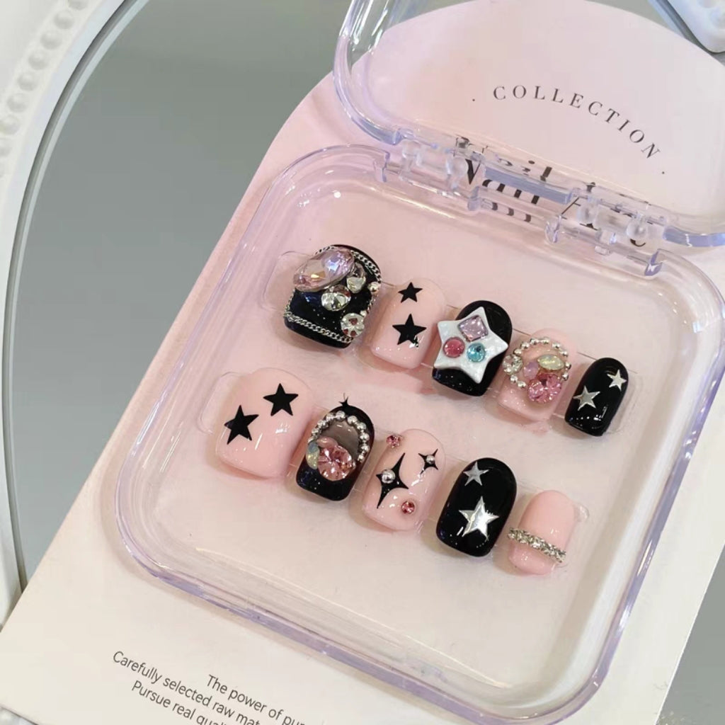Original Y2K Spicy Girl Pink Wearing Nail Enhancement Customized False Nail Phototherapy Handmade Short Nail