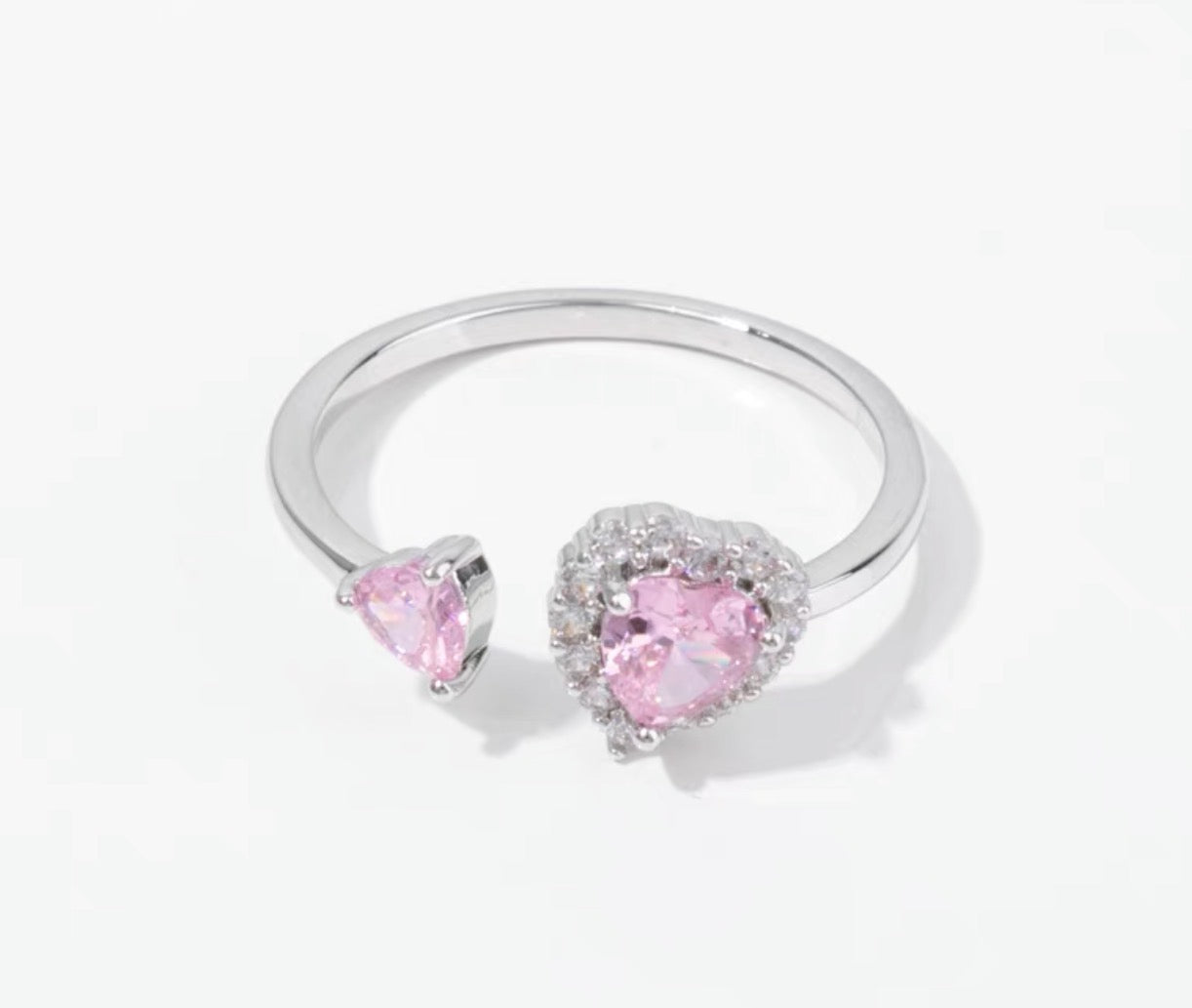 Cherry blossom pink ring six-piece set sweet flash diamond love gemstone butterfly ring opening