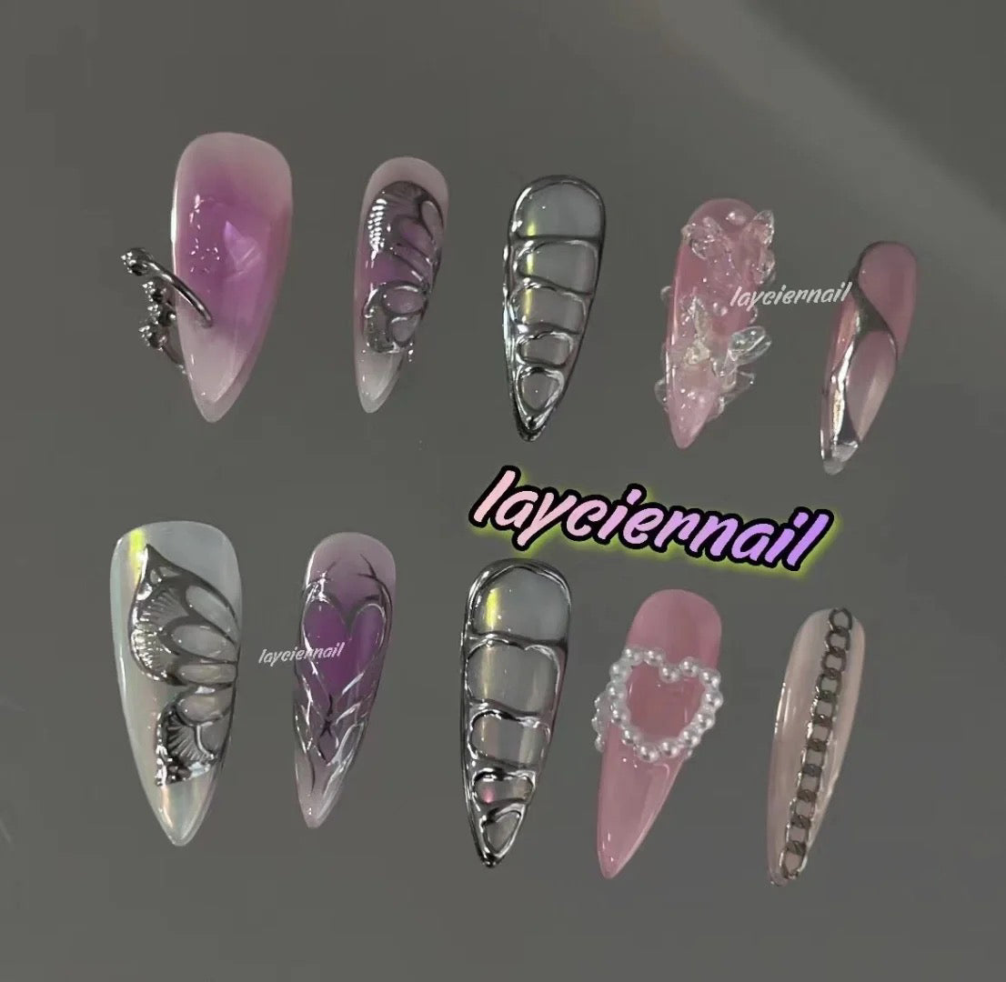 Pink Butterfly Nail Art