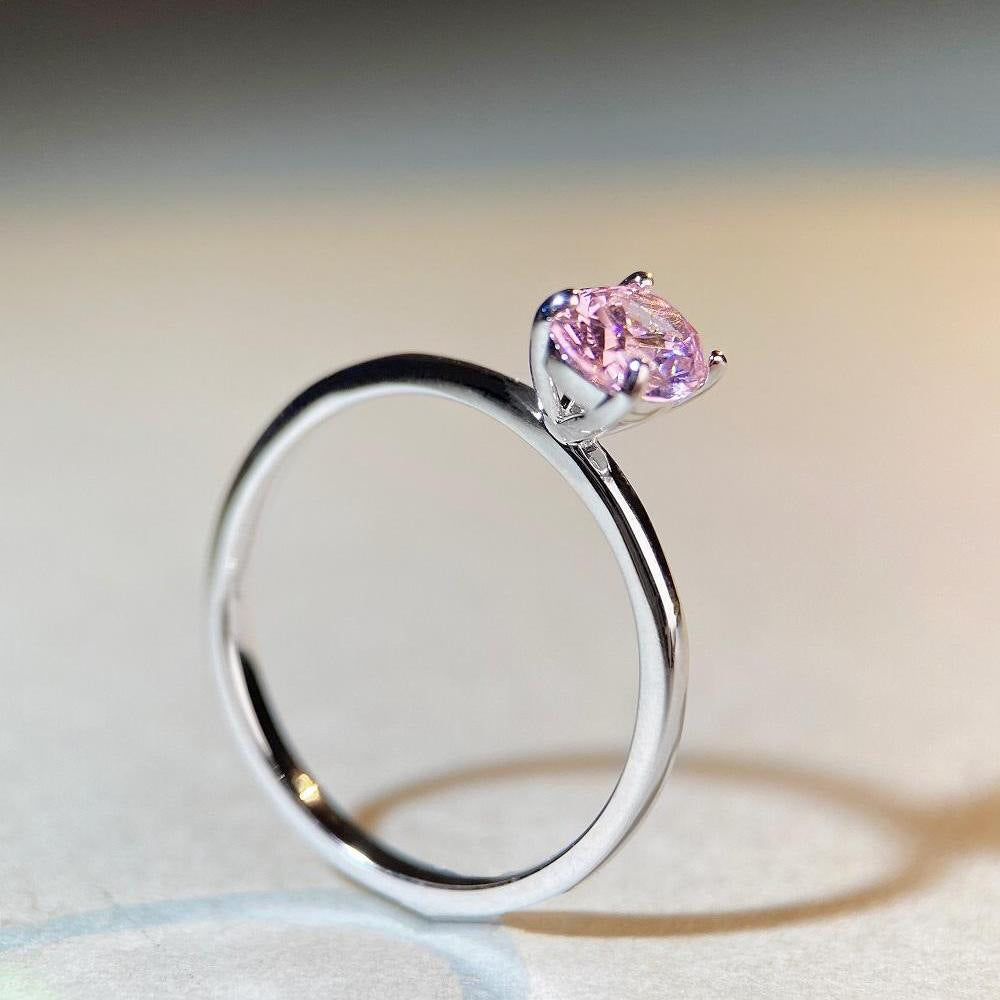 Cherry blossom pink ring six-piece set sweet flash diamond love gemstone butterfly ring opening