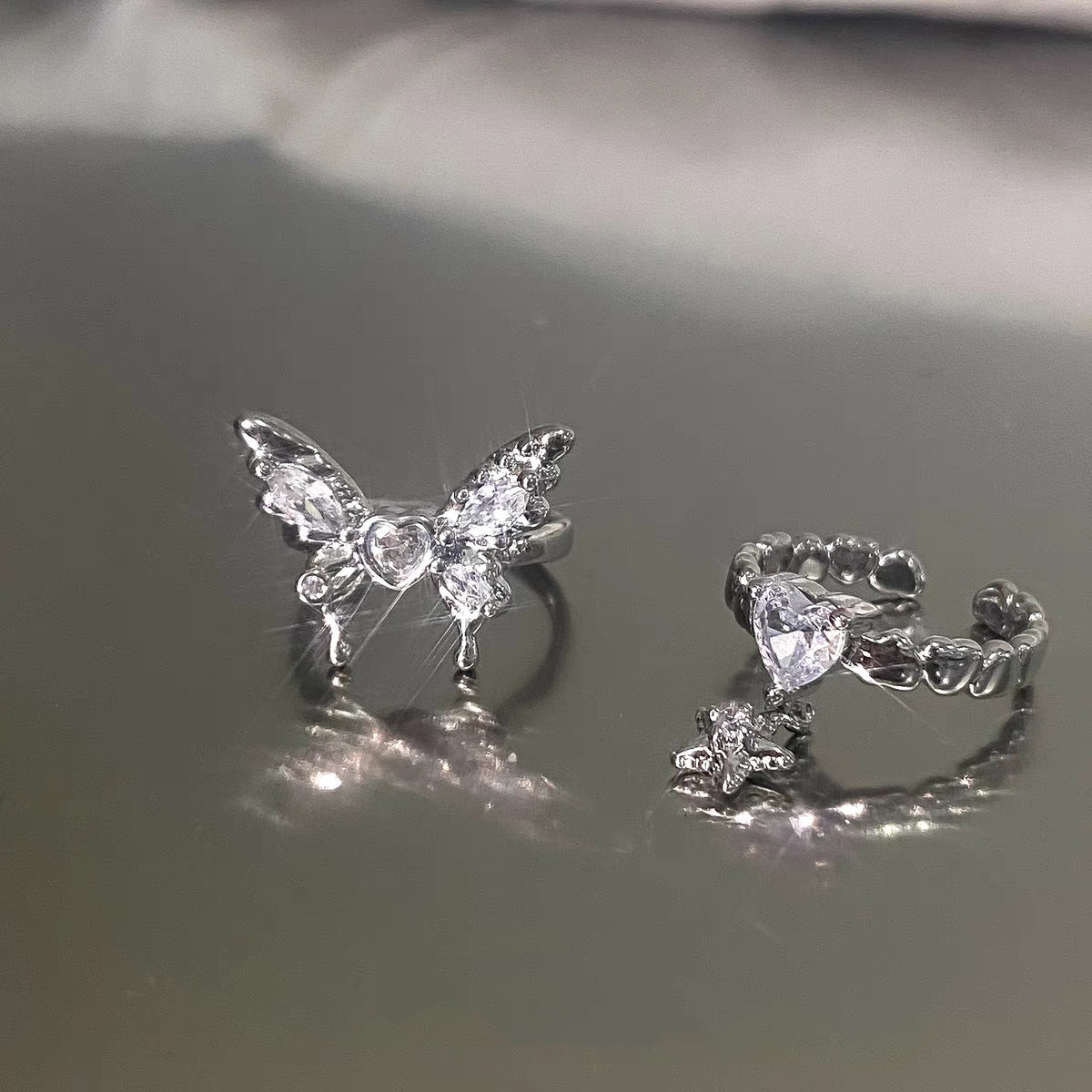 European and American sweet and cool drop glaze design butterfly ring, niche light luxury, fashionable and exquisite index finger ring
