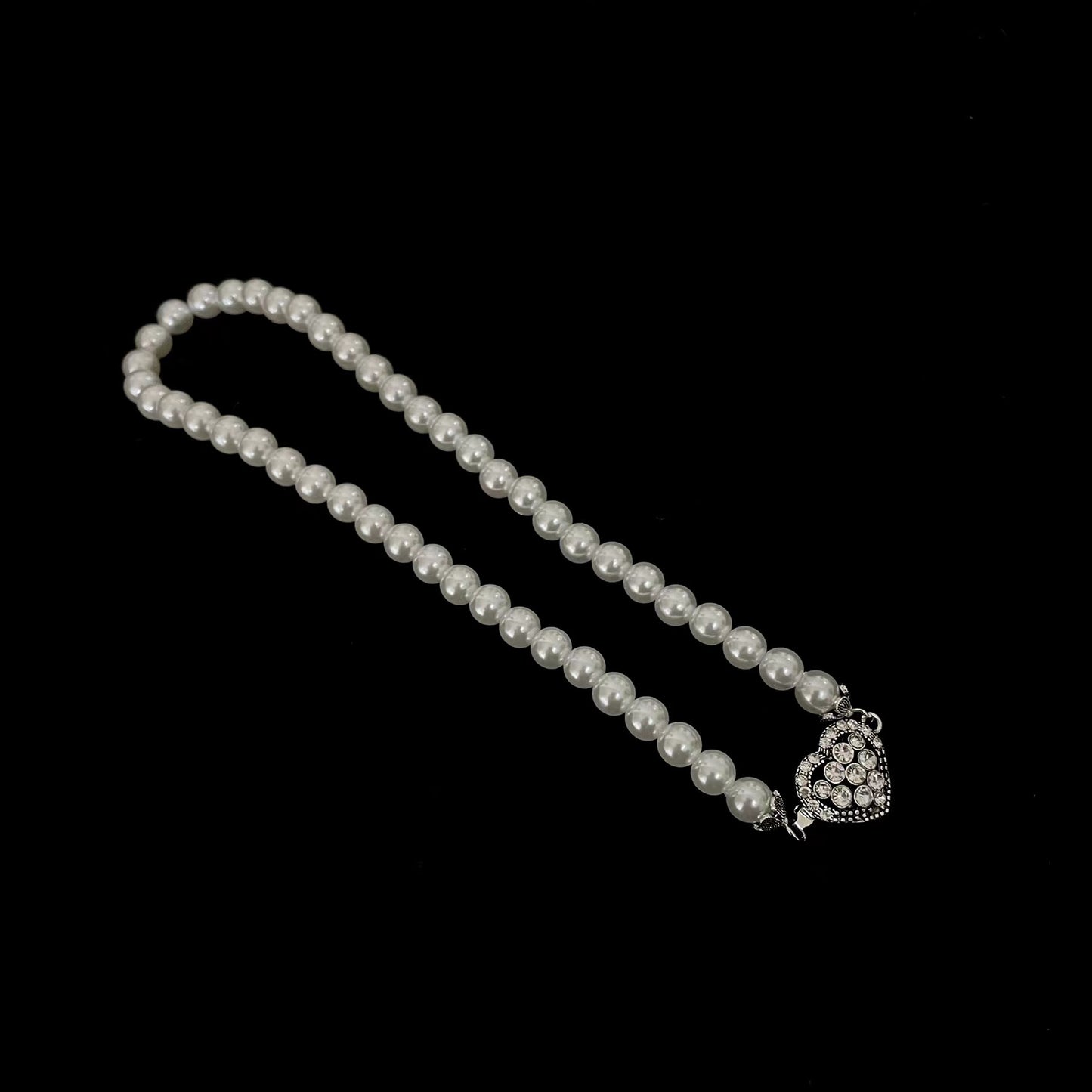Love heart patchwork pearl necklace