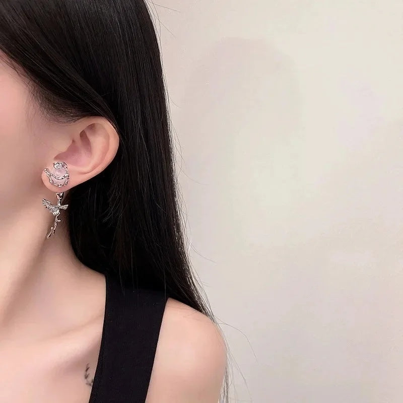 Pink Zircon Rose Earrings