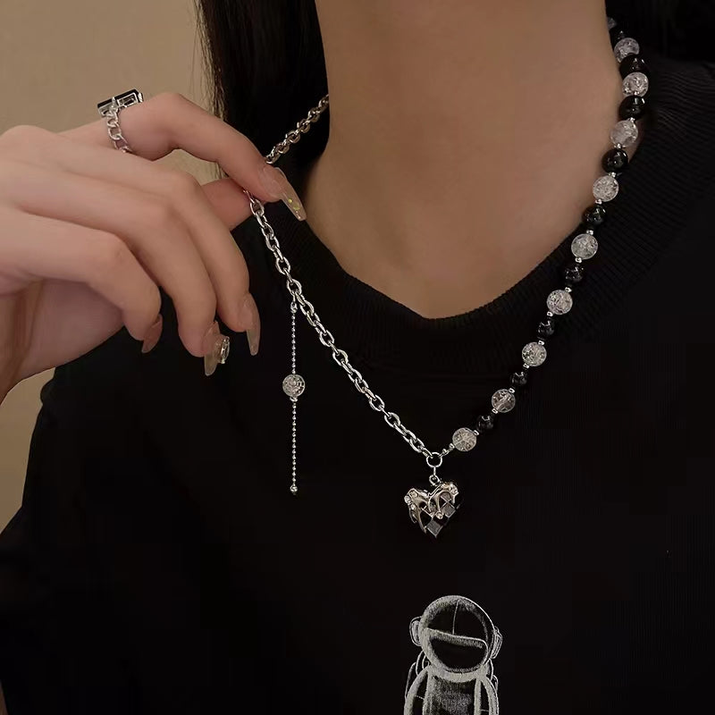 Silver titanium steel love necklace