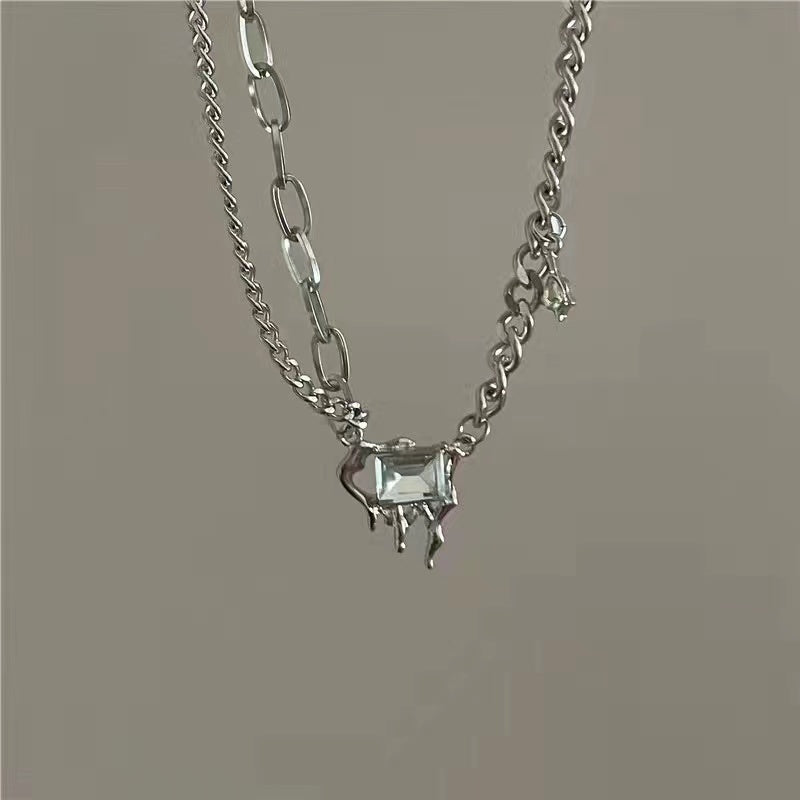 New zirconia stitching necklace female light luxury niche design senior sense of fashion versatile temperament collarbone chain