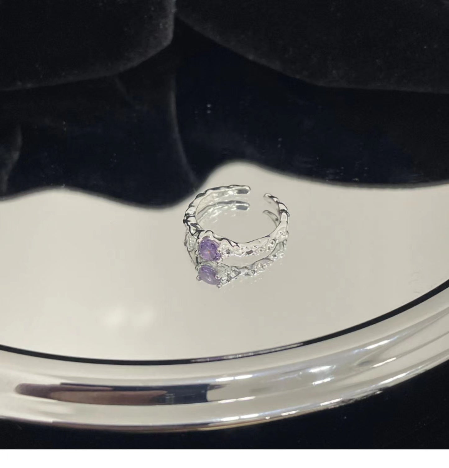 Purple Irregular Metal Diamond Ring