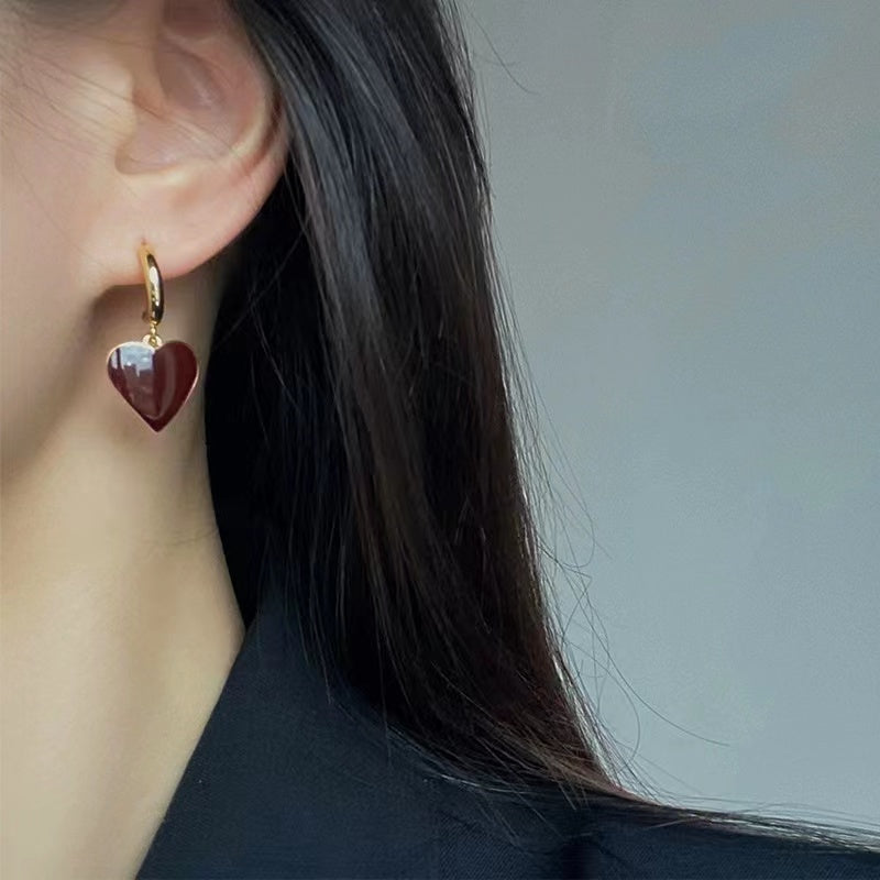 Bright color jewelry wine red earrings