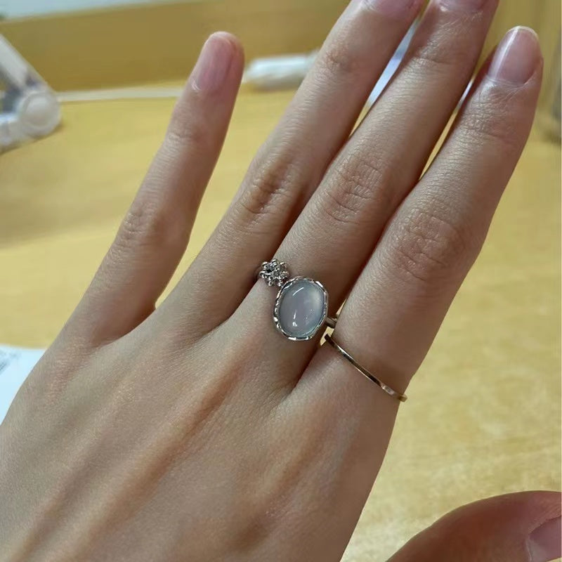 French personality senior niche design sense ins cold wind tide cool female simple moonstone index finger open ring