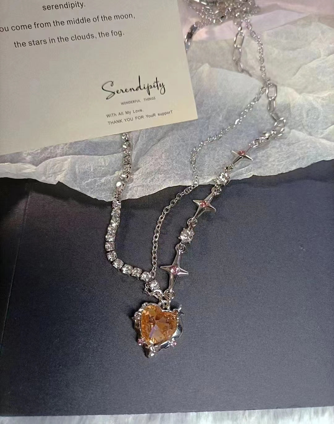 Galaxy super fairy purple love zircon necklace female light luxury small sweet cool girl high sense clavicle chain