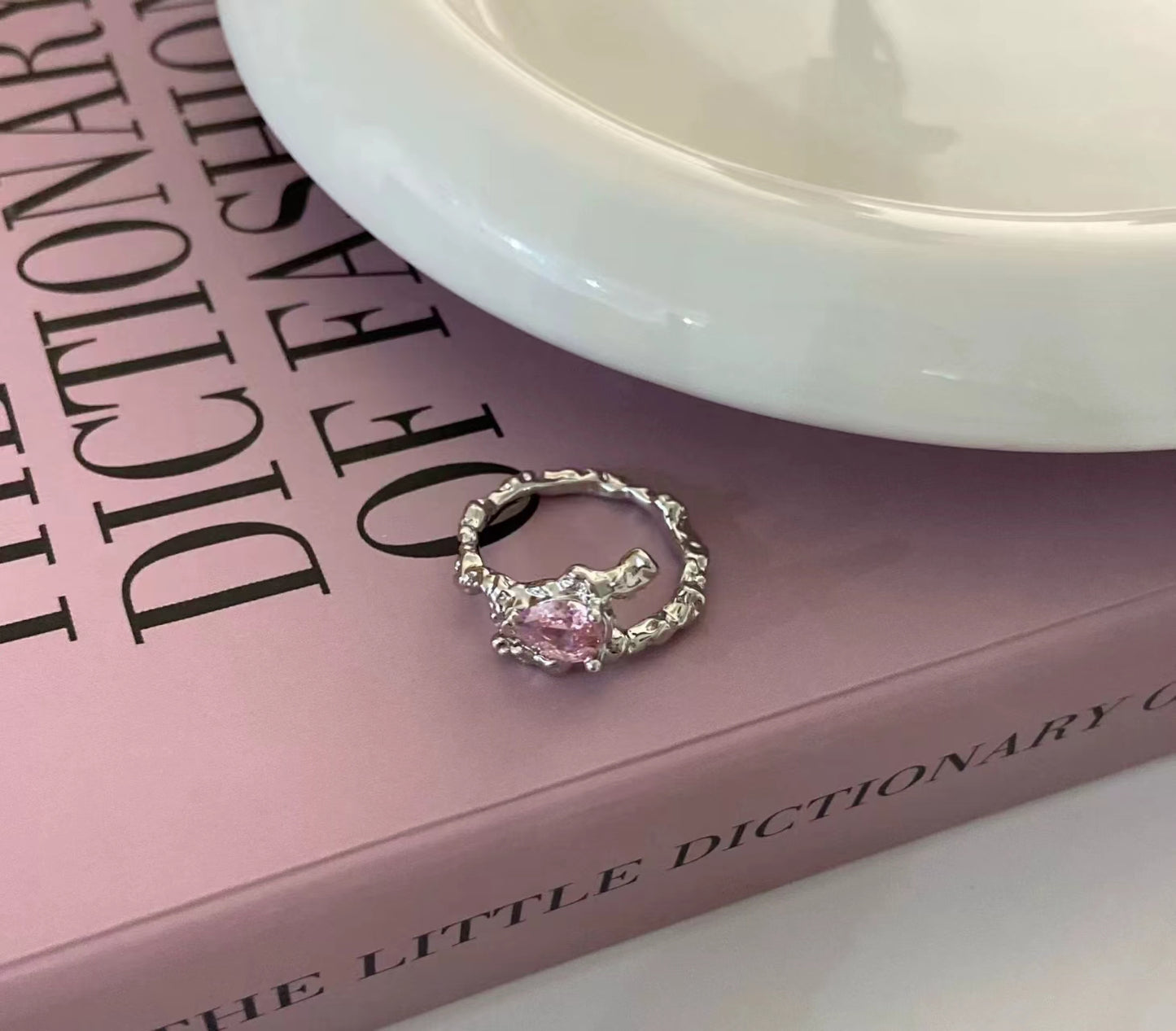 Sweet cool personalized pink zirconia ring