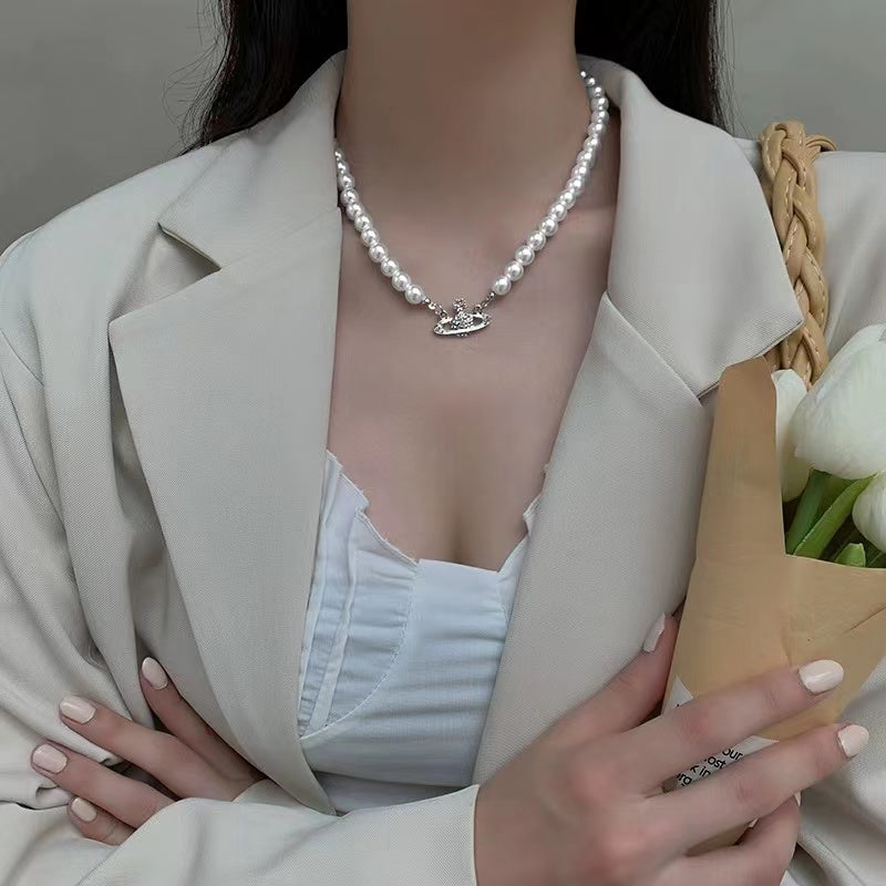 Planet pearl necklace for women