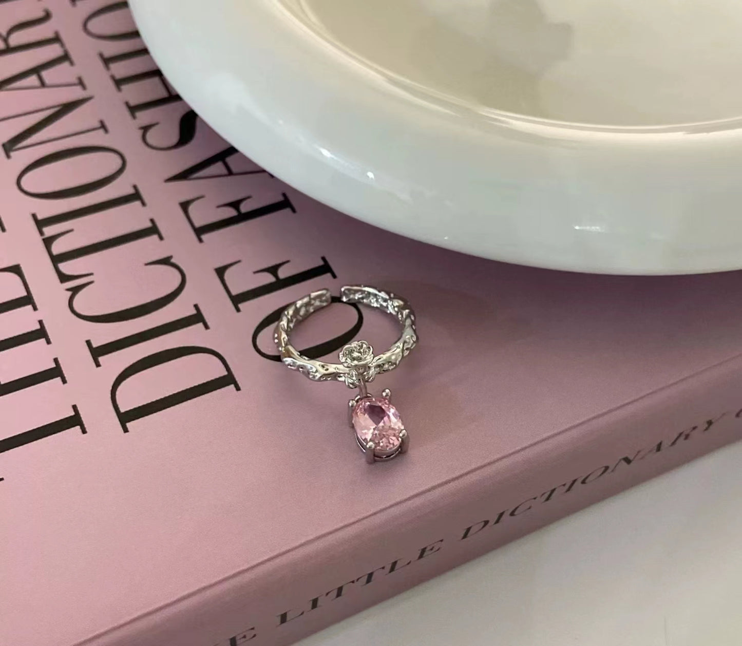 Sweet cool personalized pink zirconia ring