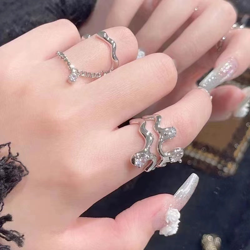 Design light luxury gemstone delicate sense irregular ring