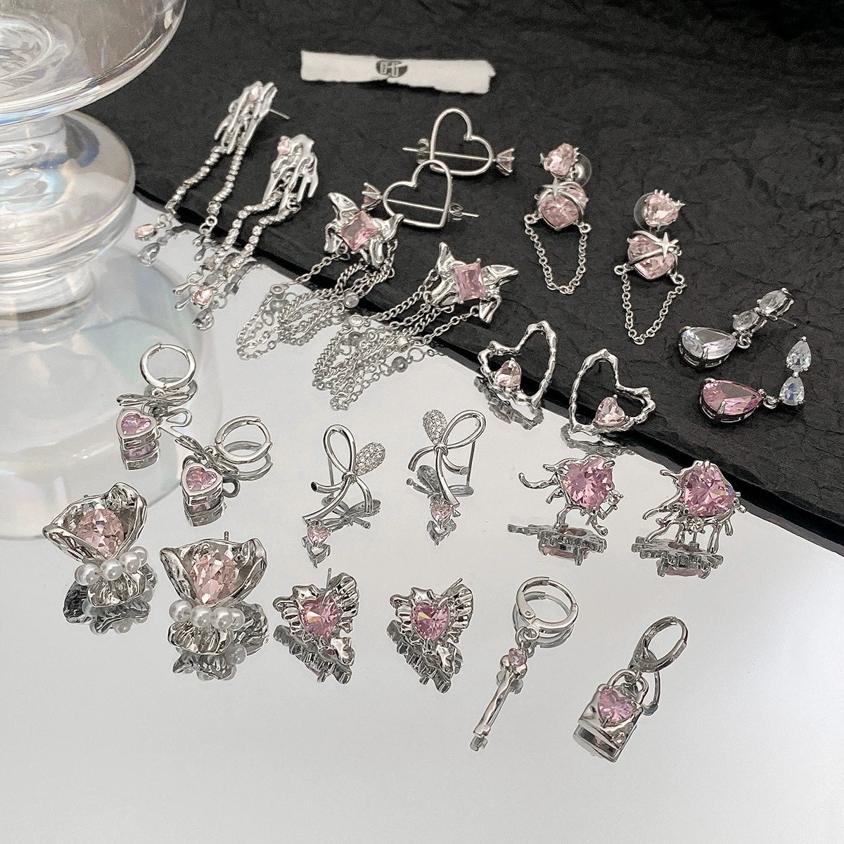 Love key lock irregular tassel earrings niche versatile personality cold wind earrings accessories