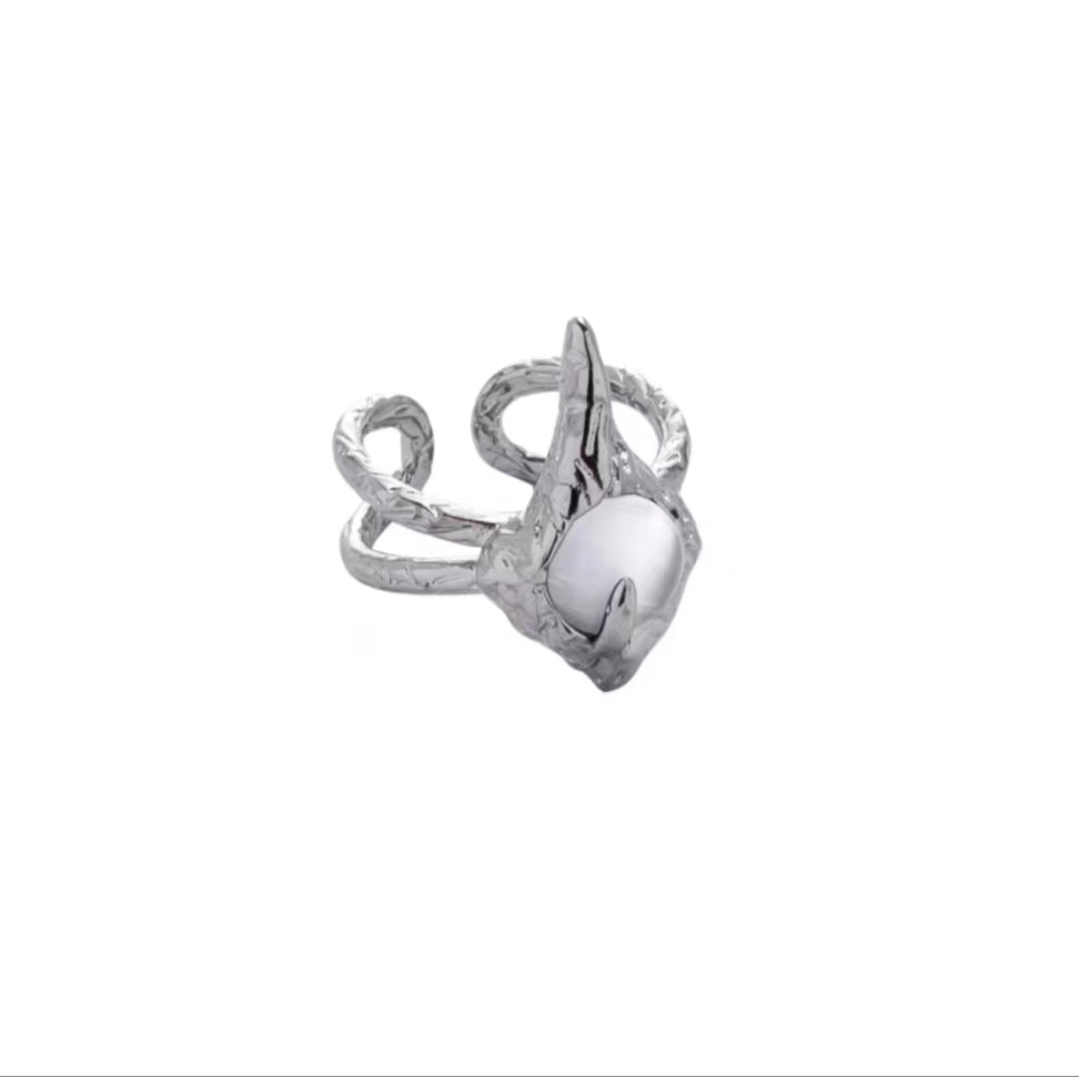 Moonstone ring female niche design premium feeling ring