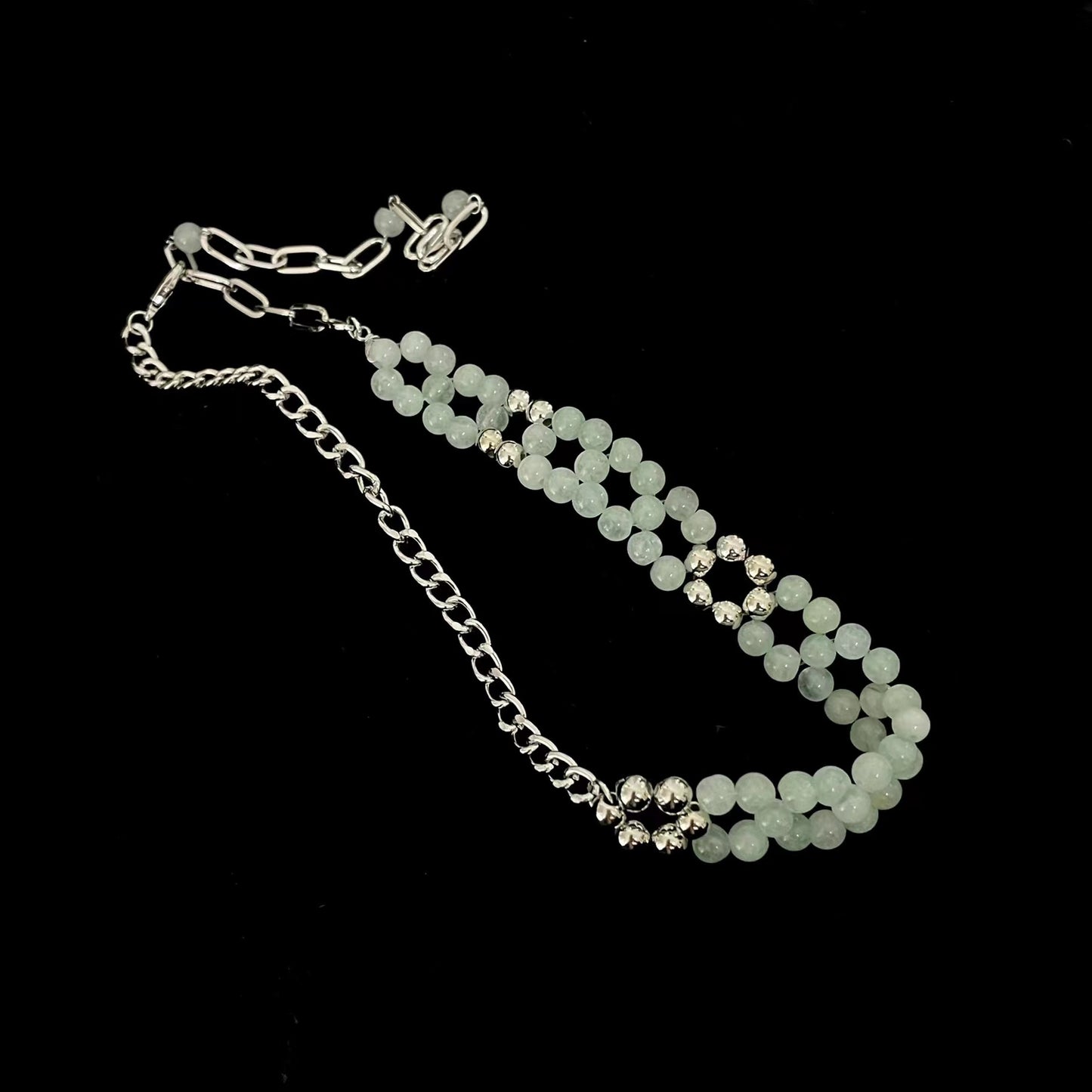 Love heart patchwork pearl necklace