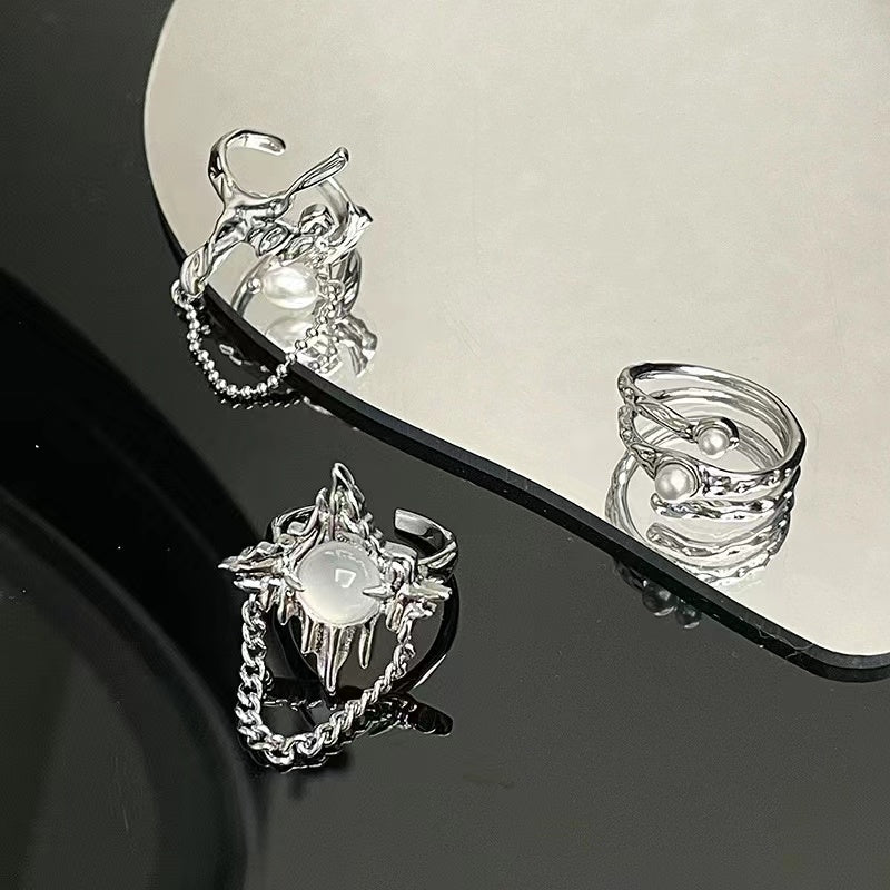 Niche design sense moonstone ring open ring
