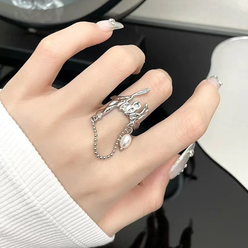 Niche design sense moonstone ring open ring