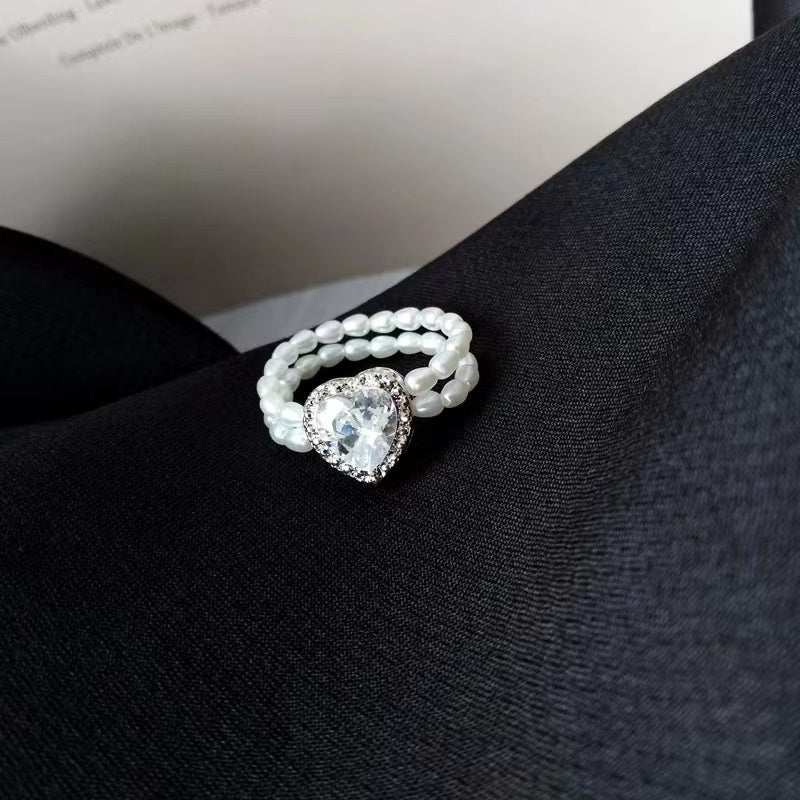 beautiful love shape with diamond index finger ring