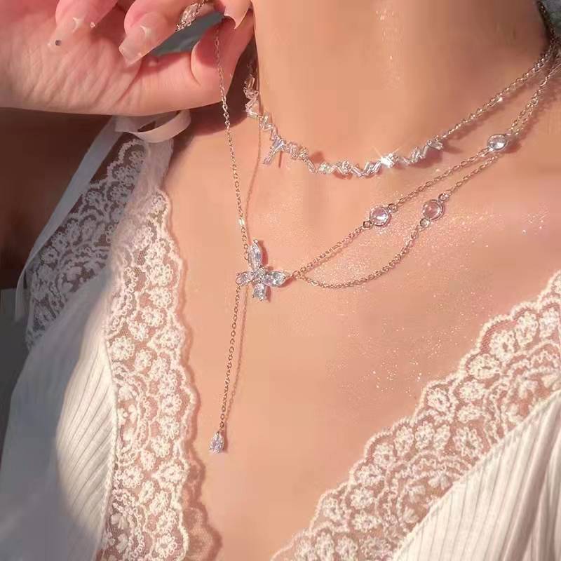 Butterfly tassel female temperament celebrity necklace