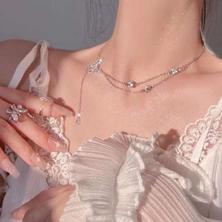 Butterfly tassel female temperament celebrity necklace