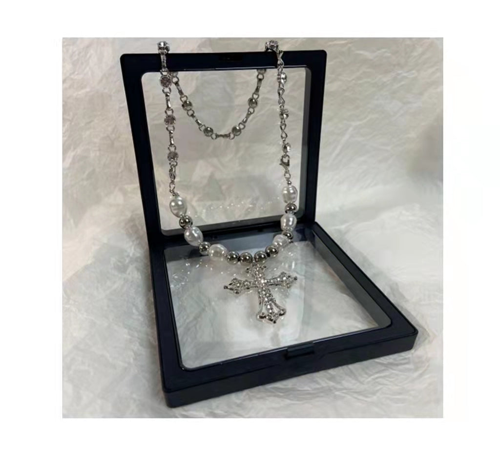 Cross pearl sweet cool hot girl necklace
