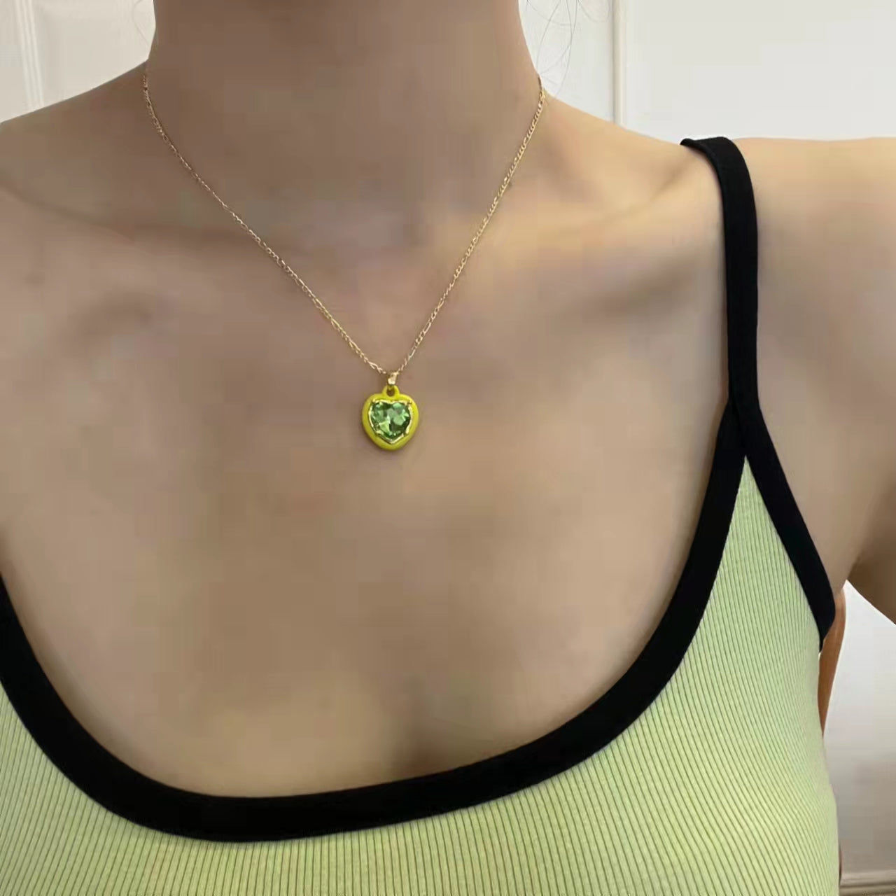 Rhinestone love square necklace