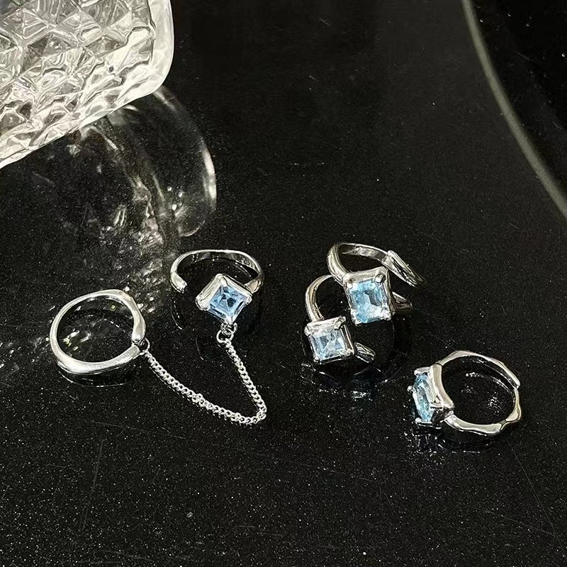 Blue Irregular Metal Ring