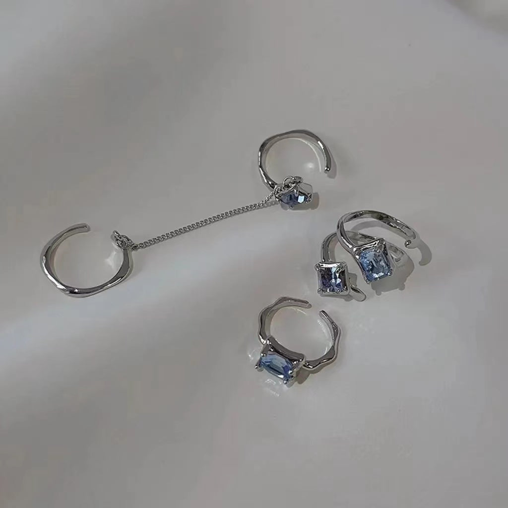 Blue Irregular Metal Ring