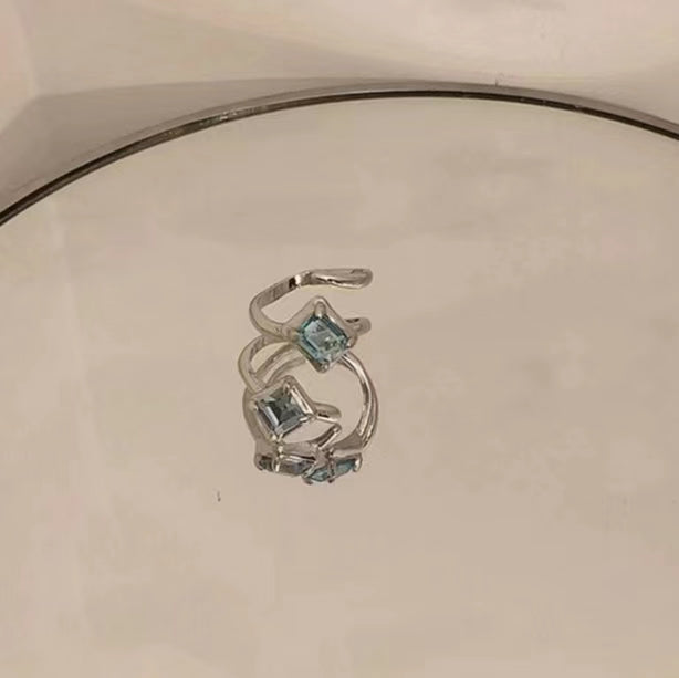 Blue Irregular Metal Ring