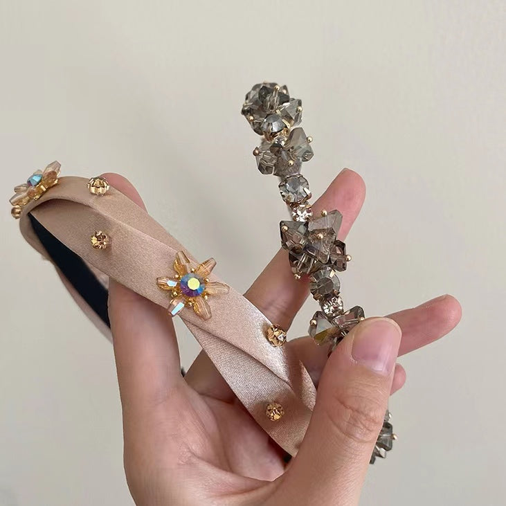 Vintage headband hairpin French transparent delicate Rhinestone temperament hundred headband