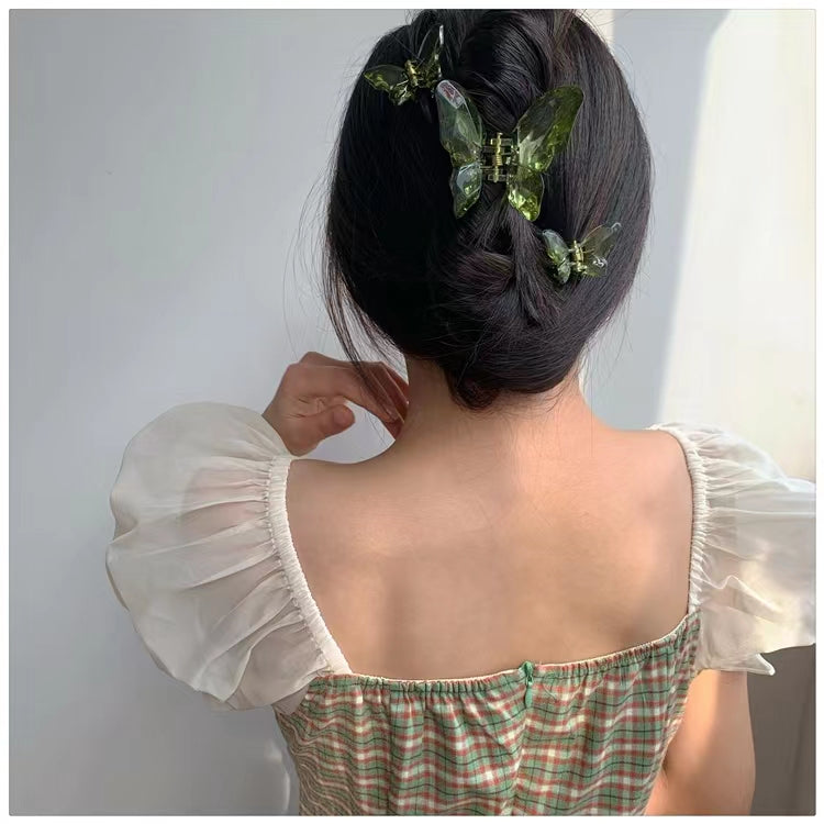 Wizard of Oz ~ butterfly clip. Small fresh transparent forest hairpin