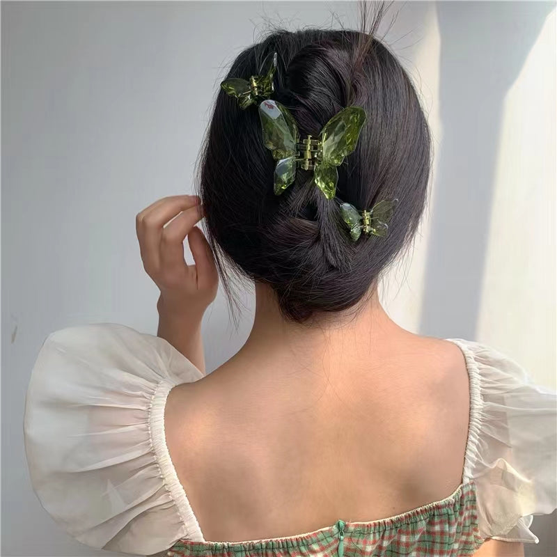 Wizard of Oz ~ butterfly clip. Small fresh transparent forest hairpin