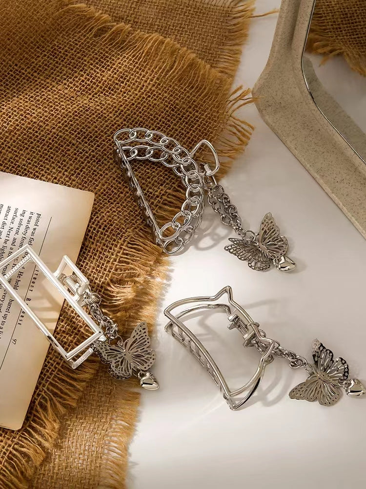 Super fairy romantic Butterfly Love Pendant clip sweet maiden temperament hair clip tassel hairpin plate hair ornament shark clip
